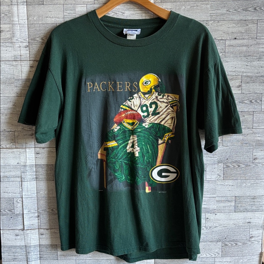 Green Bay Packers Graphic Shirt 1997 XL NFL Brett‎ Favre Reggie White Vintage